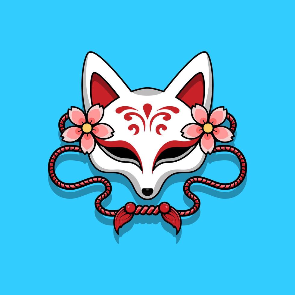 Japanese kitsune mask with sakura flower, Vector illustration eps.10