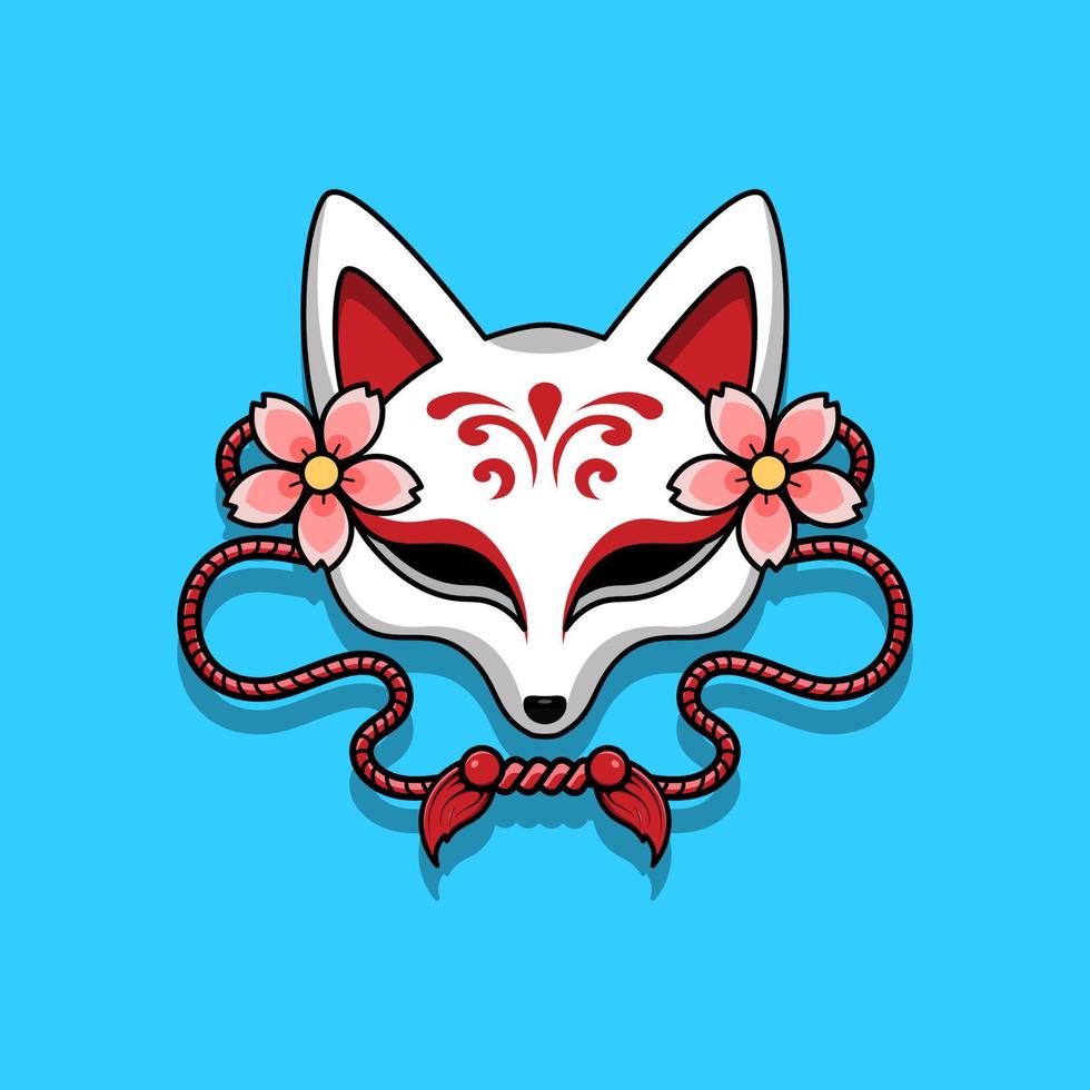 Japanese kitsune mask with sakura flower, Vector illustration eps.10