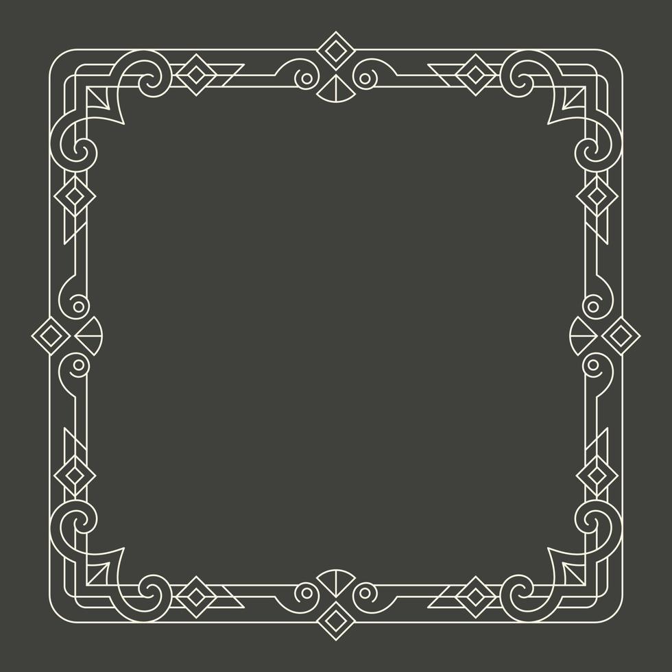 Floral and geometric monogram frame on dark gray background. - Vector. vector