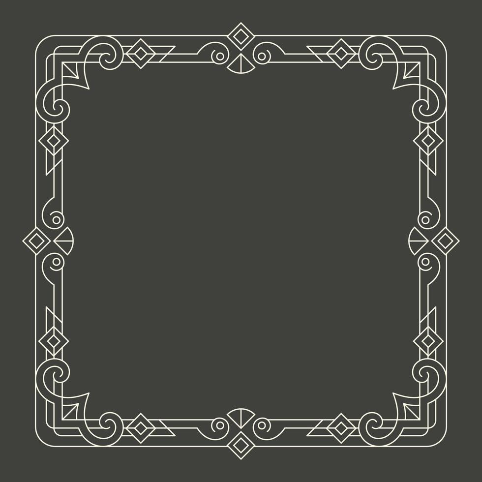 Floral and geometric monogram frame on dark gray background. - Vector. vector