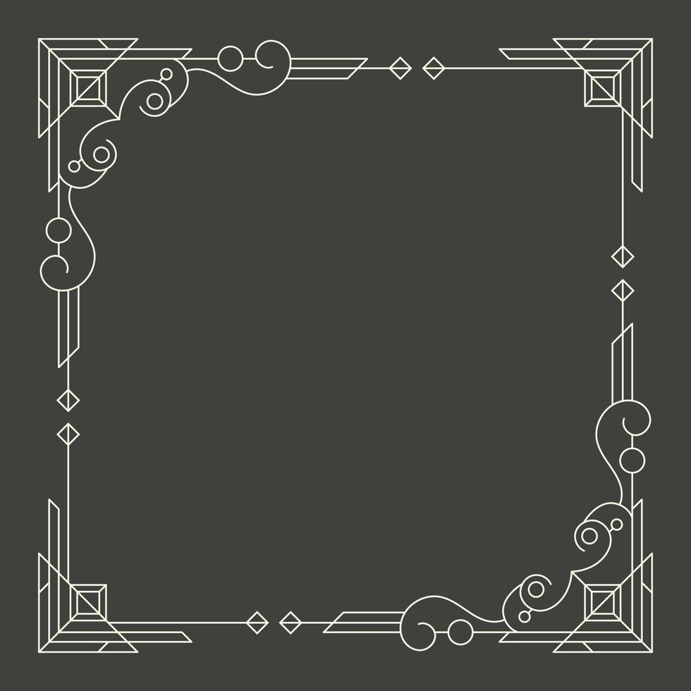 Floral and geometric monogram frame on dark gray background. - Vector. vector