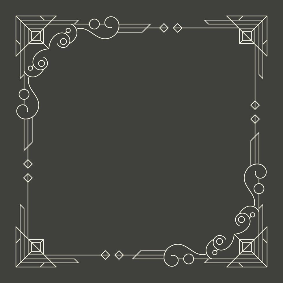 Floral and geometric monogram frame on dark gray background. - Vector. vector