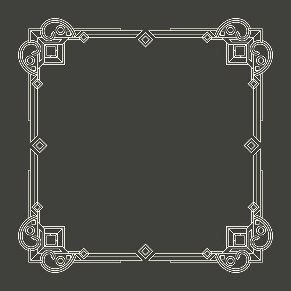 Floral and geometric monogram frame on dark gray background. - Vector. vector