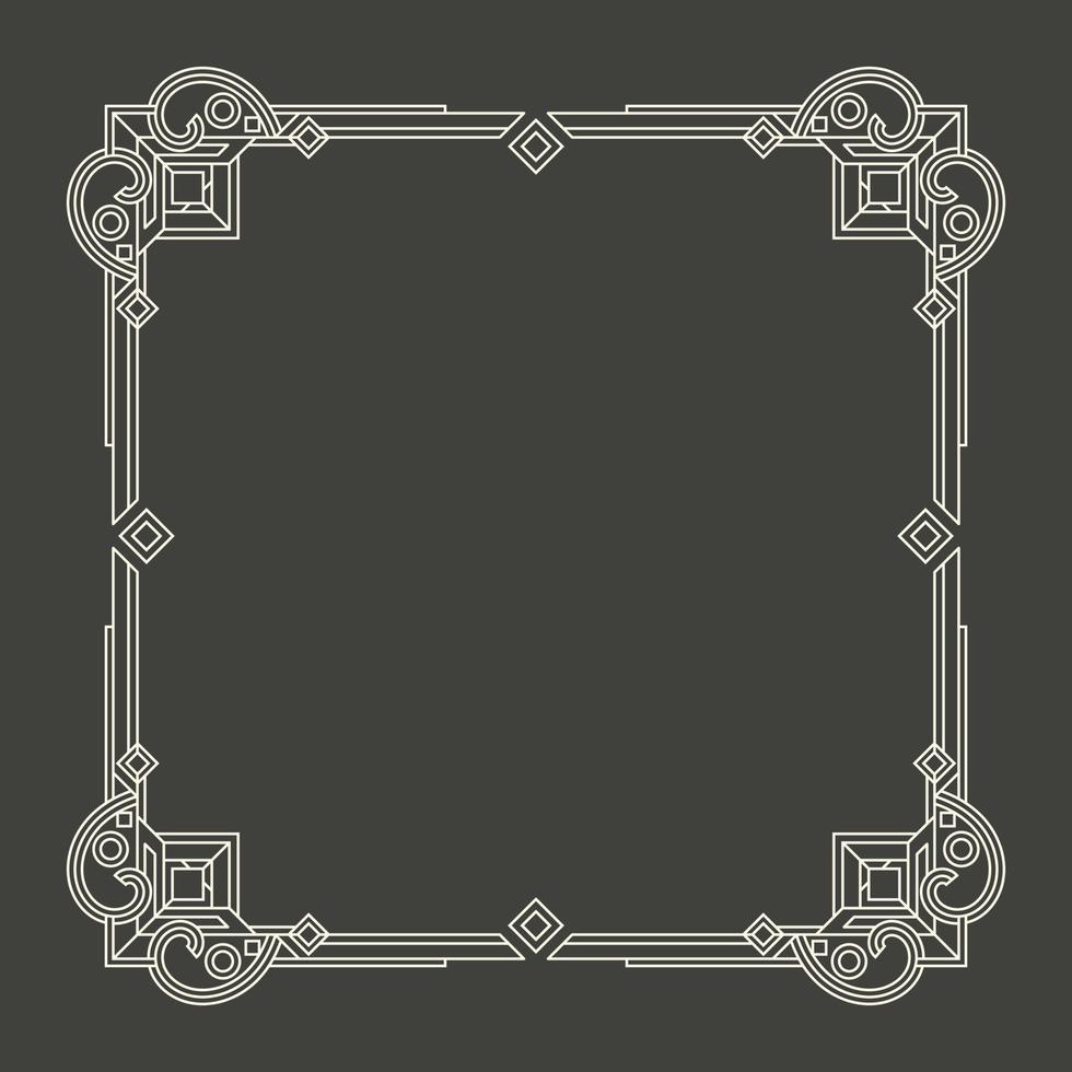 Floral and geometric monogram frame on dark gray background. - Vector. vector