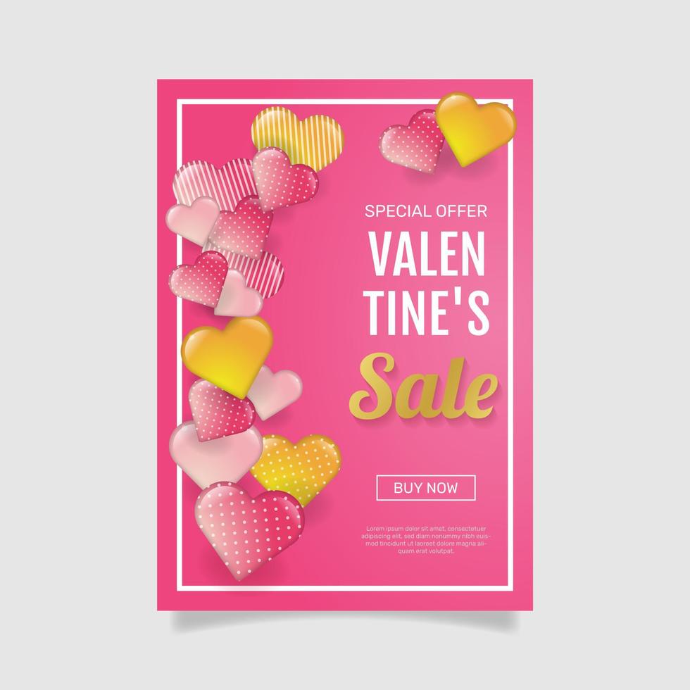 Gradient valentine's day vertical flyer template. - Vector. vector