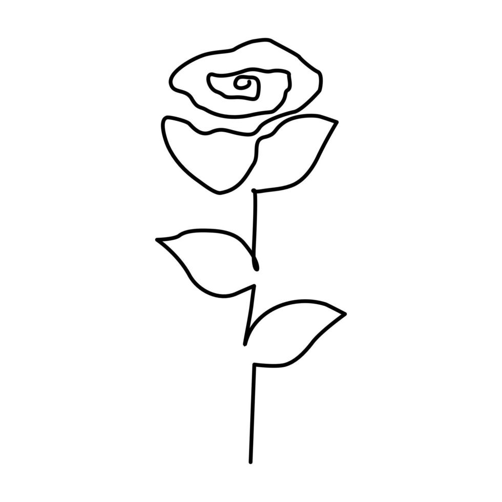 icono de flor de rosa. dibujo continuo de una línea. vector