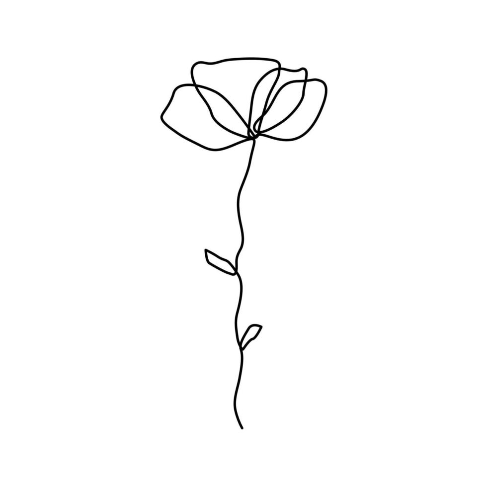 continuous line hand drawn beautiful black and white line flowers ...