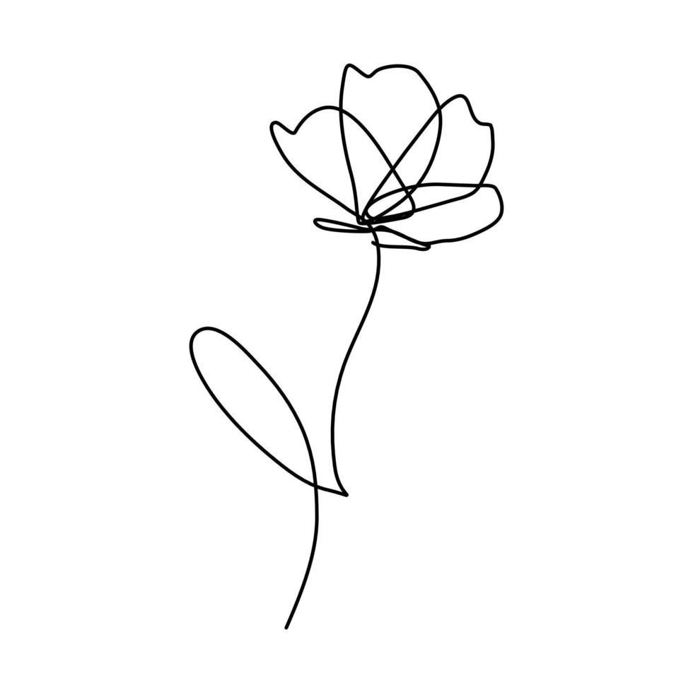 continuous line hand drawn beautiful black and white line flowers ...