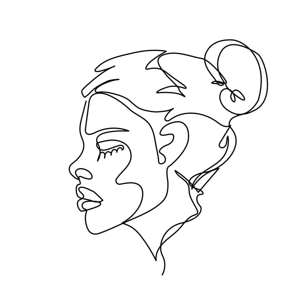 continuous line beautiful woman line art illustration vector