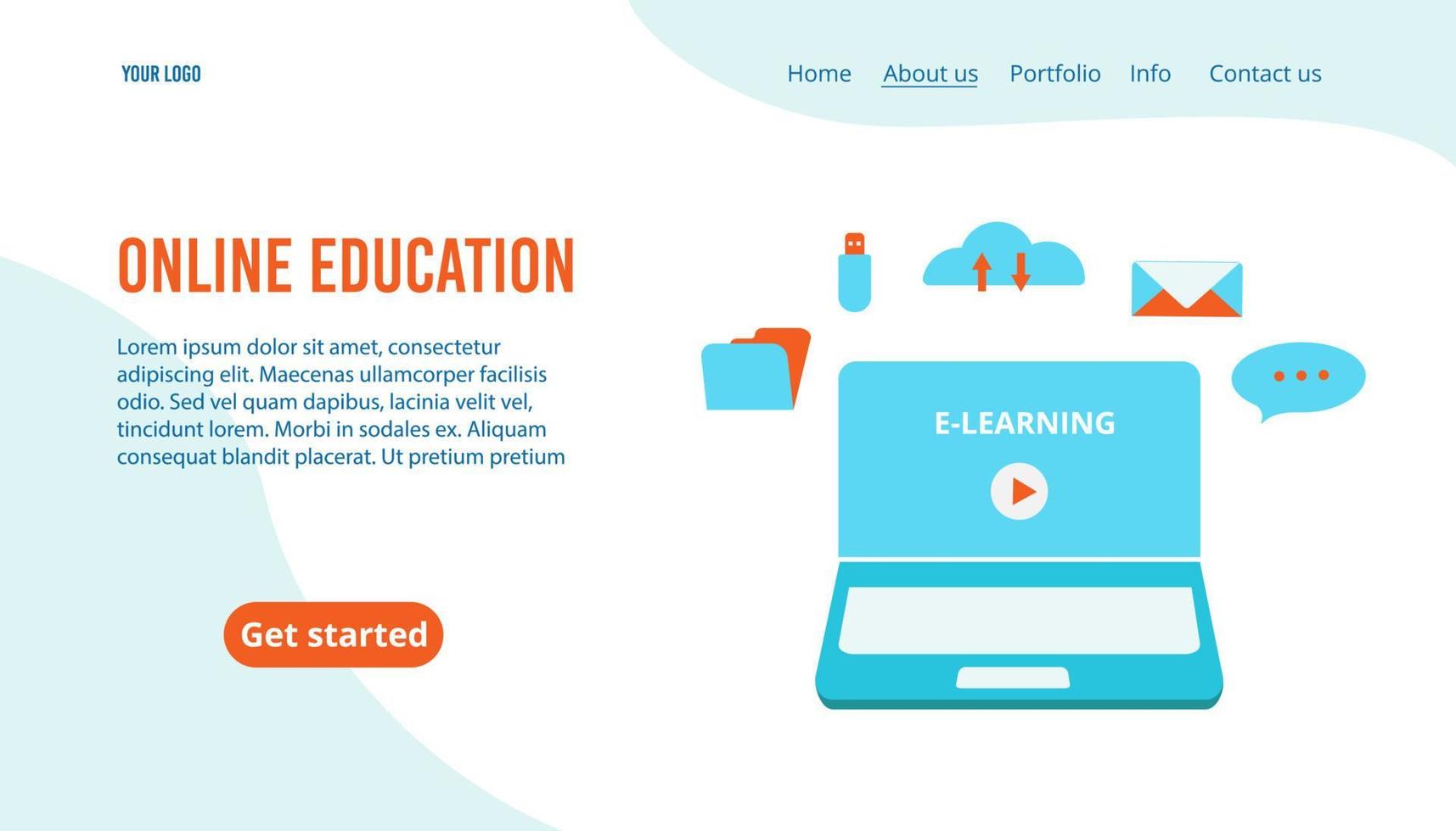 Online education concept for a website and mobile site. Modern flat design. Landing page template. Easy to edit and customize. Vector illustration isolated on a white background.
