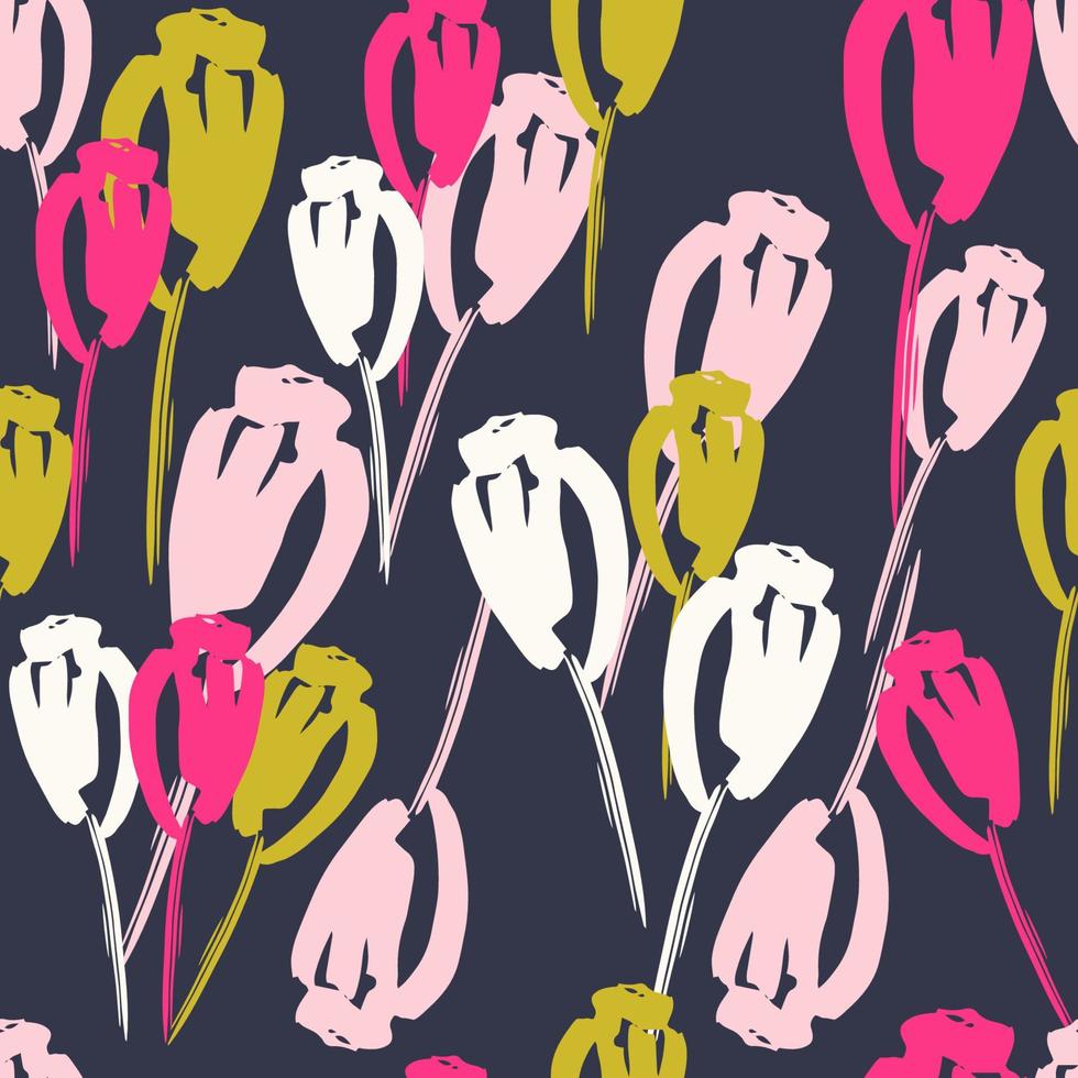 Hand-drawn floral background. Vector seamless pattern in doodle style.  Ideal for fabric, home textiles.