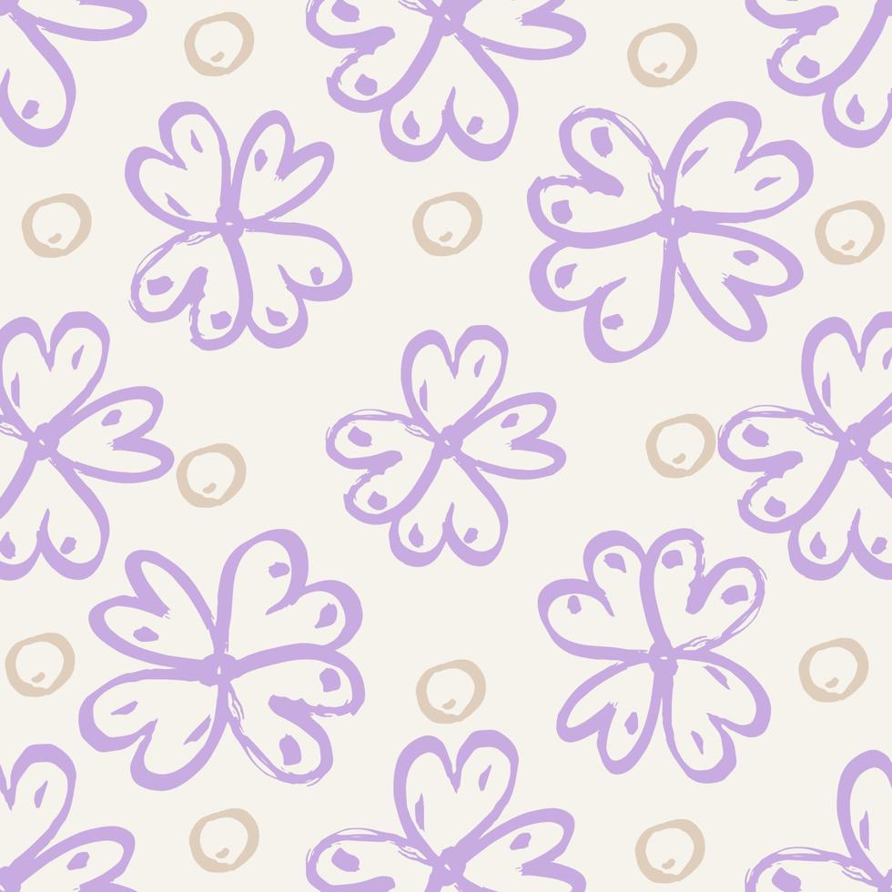 Hand-drawn floral background. Vector seamless pattern in doodle style.  Ideal for fabric, home textiles.