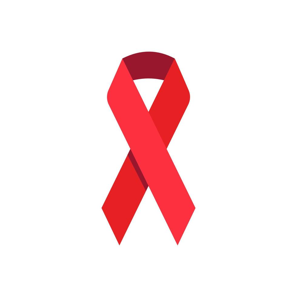 Red AIDS awareness ribbon icon. Stop HIV. World AIDS day vector symbol isolated on white background.