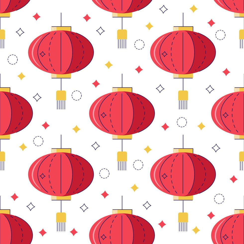 Chinese lanterns vector seamless pattern. Lantern festival. Chinese holiday sign. Chinese New year background for your design, greeting cards, packaging paper, textiles.