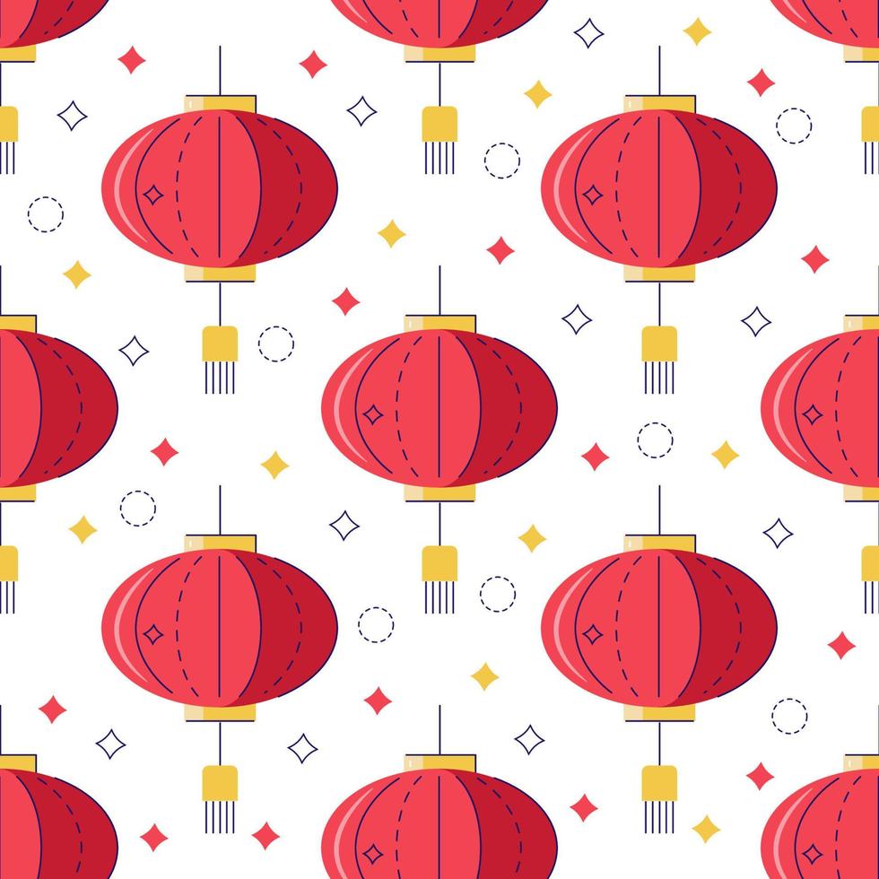 Chinese lanterns vector seamless pattern. Lantern festival. Chinese holiday sign. Chinese New year background for your design, greeting cards, packaging paper, textiles.