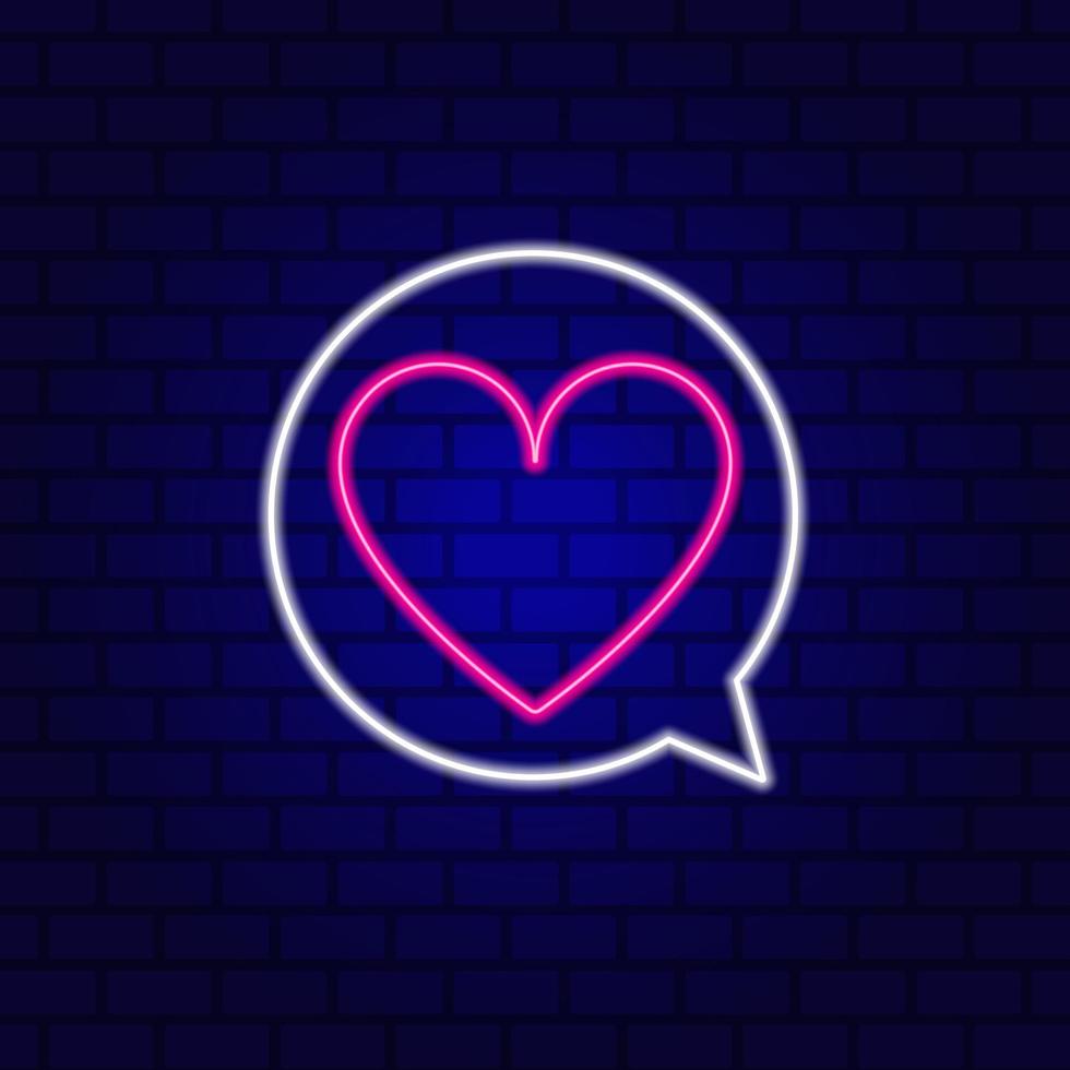 Neon speech bubble with heart. Vector illustration. 5272581 Vector Art ...