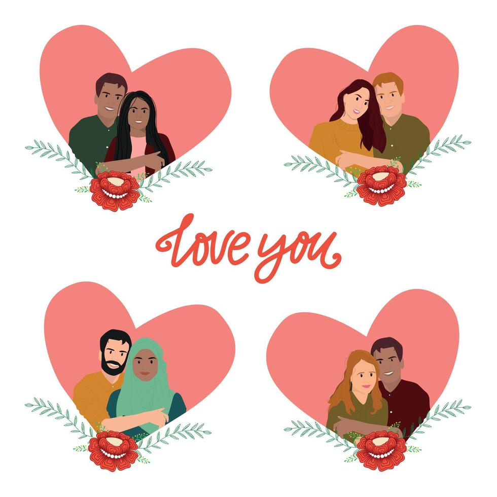 valentine's day couple collection vector