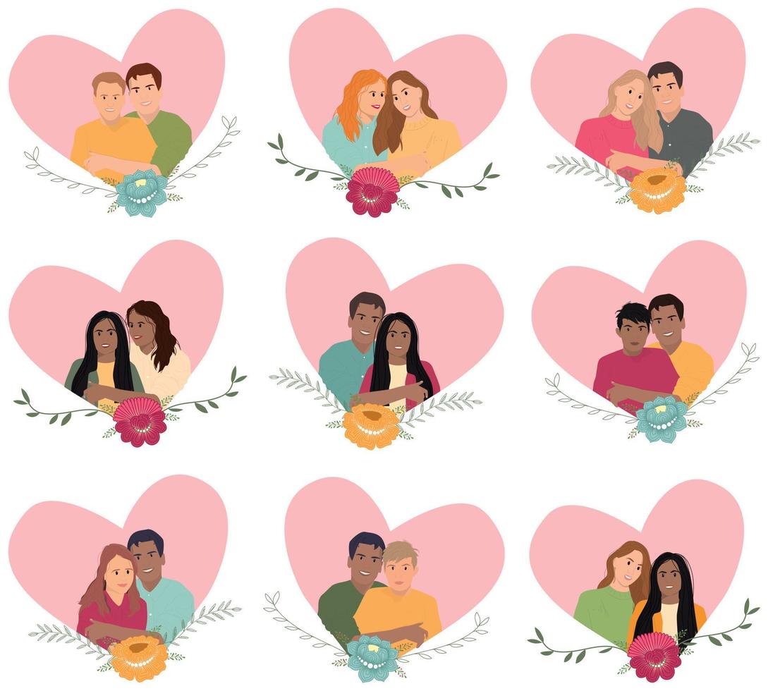 Different couple collection vector