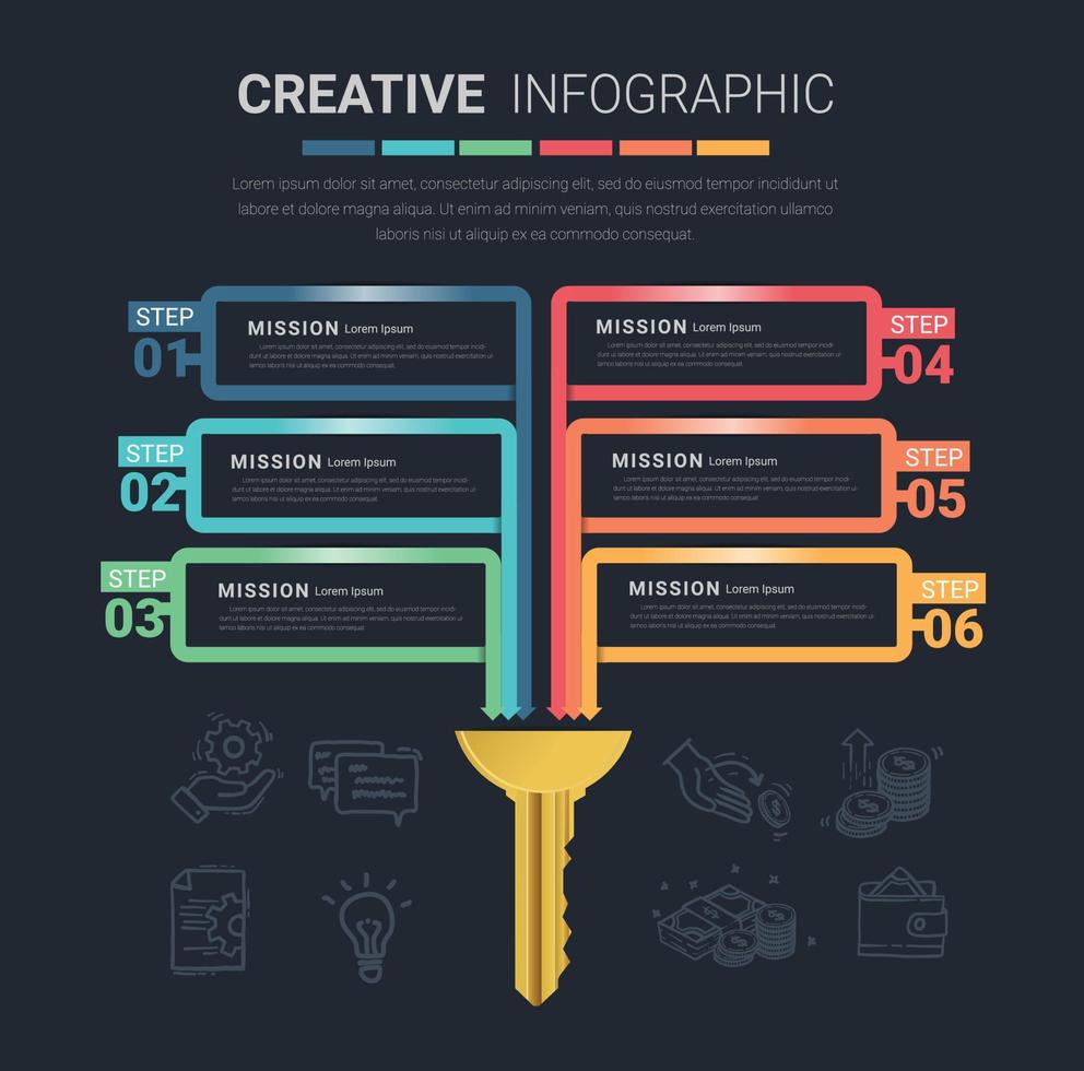 Infographic key design template for Presentation business vector