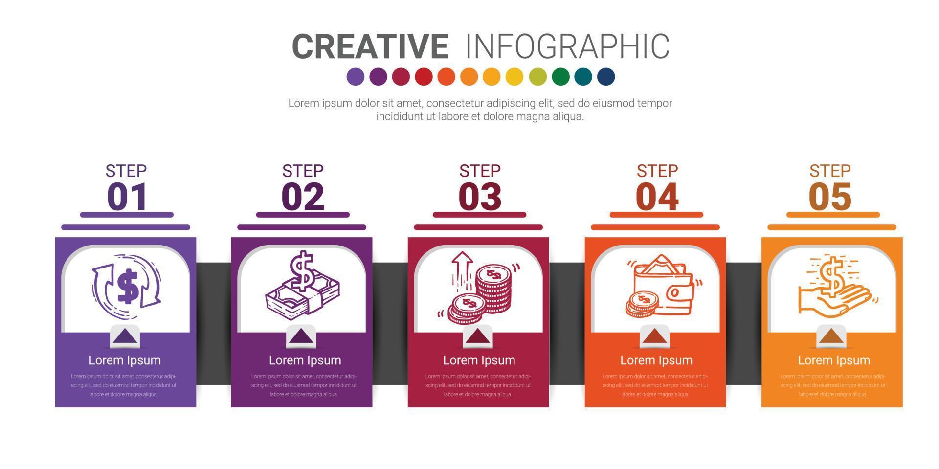 Infographic design template with numbers 5 option vector