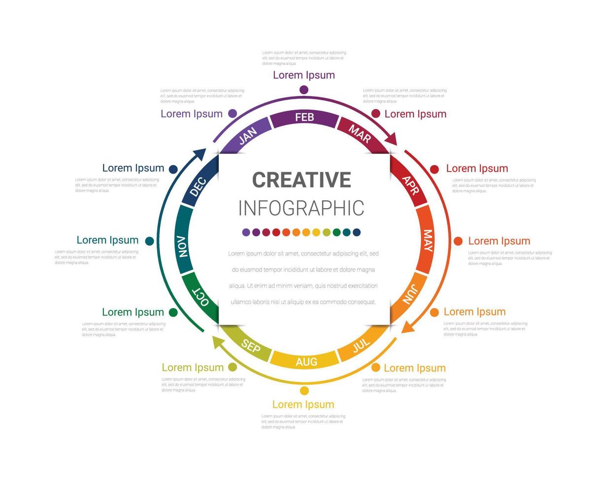 Infographic elements circle design for all month planners. vector
