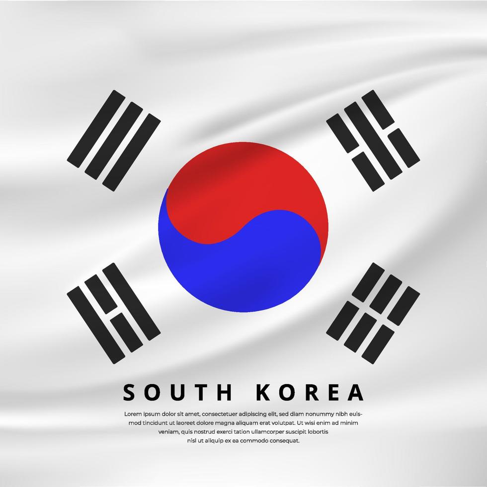 bandera realista de corea del sur. ilustración vectorial de la bandera de corea del sur. vector