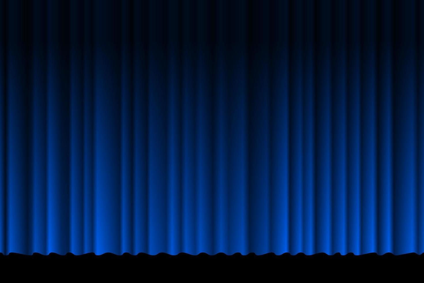 fondo de escenario de cortina azul de lujo sedoso cerrado. cortinas de tela teatral. ilustración de eps de degradado vectorial vector