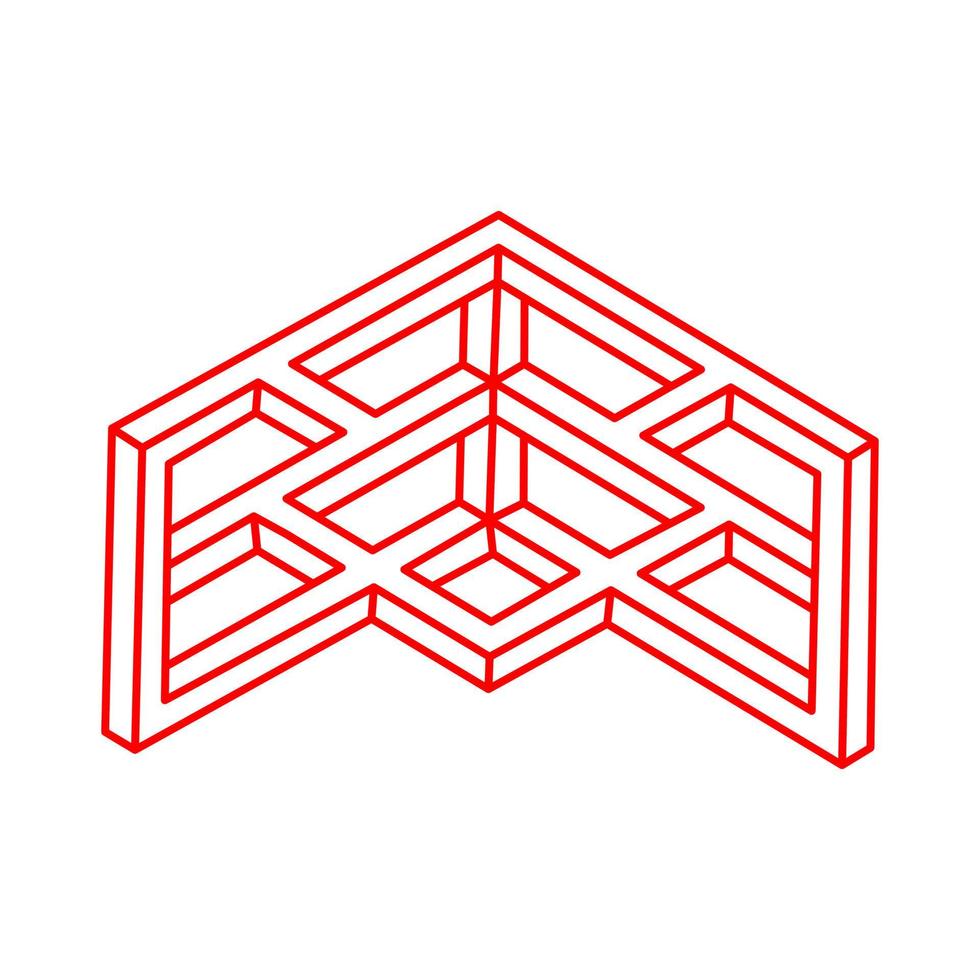 Impossible object. Logo. Optical illusion shape. 3d illustration. Geometric figures. vector