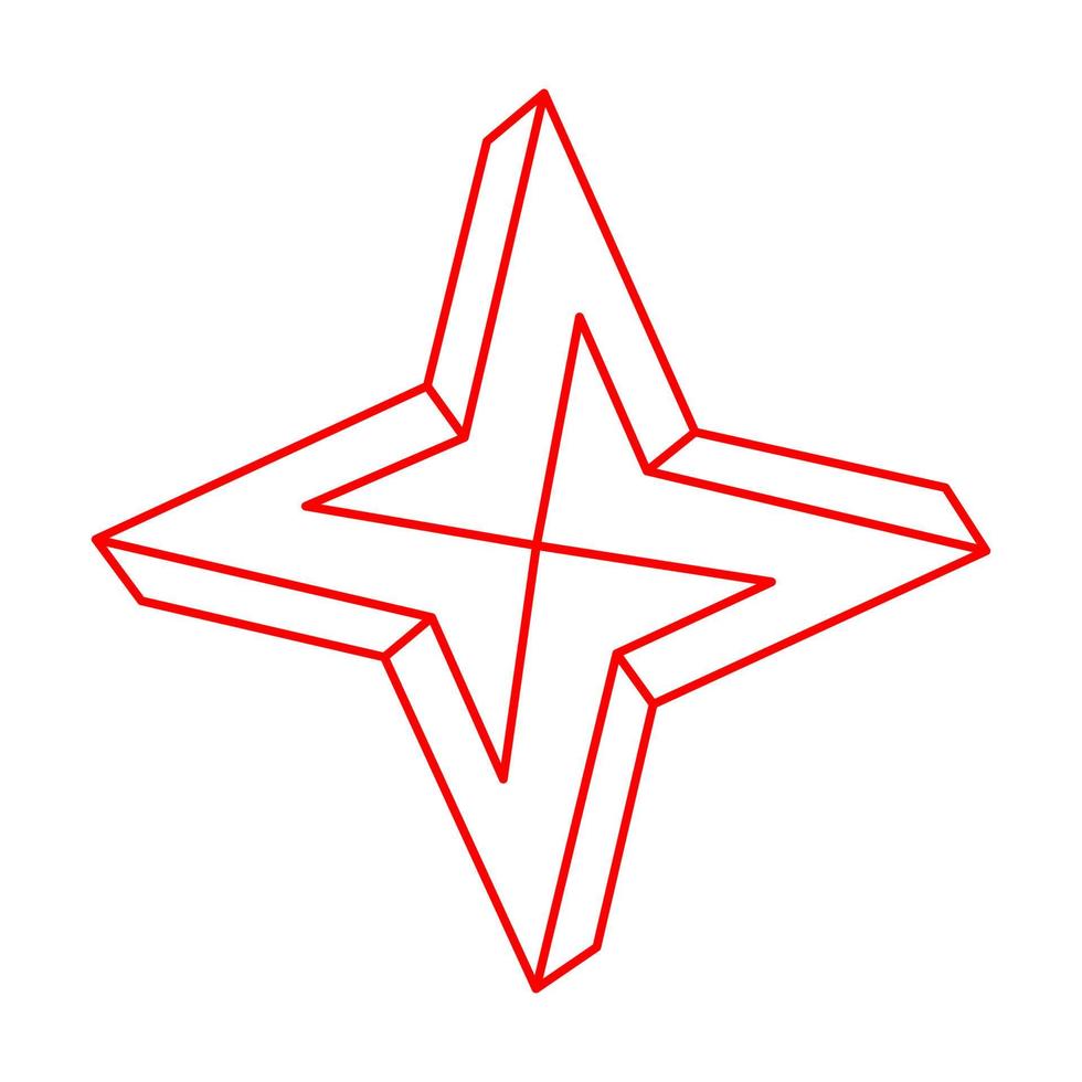 Impossible object. Optical illusion shapes. 3d illustration. Geometric figures. vector