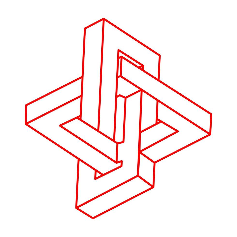 Optical illusion object. Impossible shape. vector
