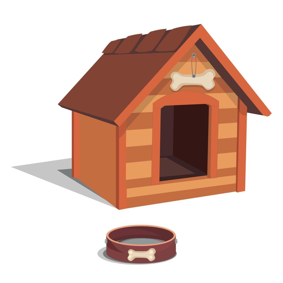 Wooden dog house design on white background vector