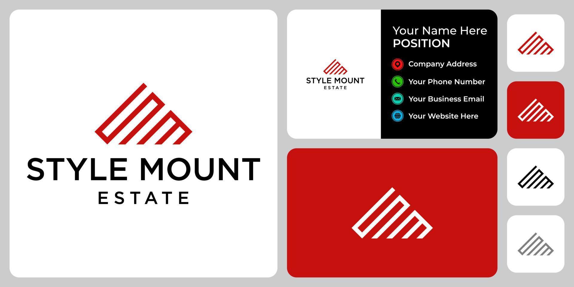 Letter S M monogram real estate logo design with business card template. vector