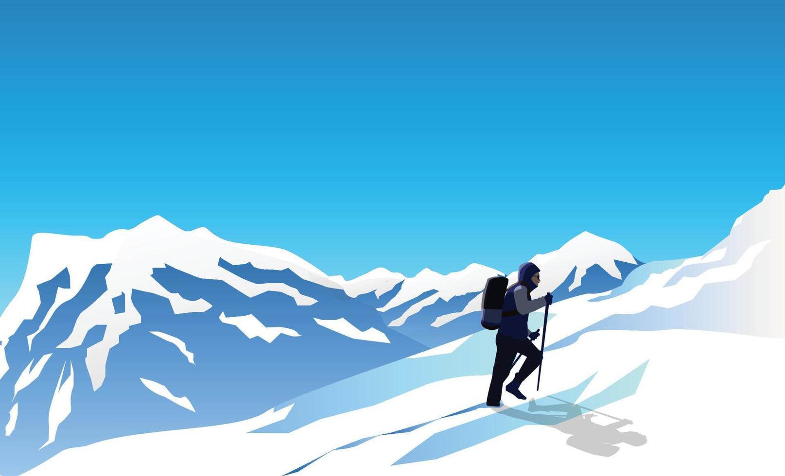 Mountain Hiker climbing Mountain vector