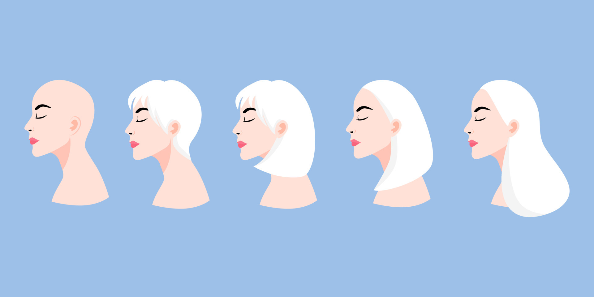 A set of lady's faces in profile with different hairstyles cartoon character  vector 5273097 Vector Art at Vecteezy