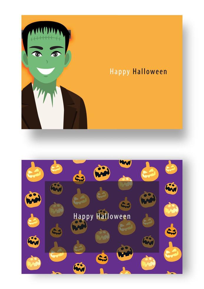 Happy Halloween party with cartoon character in Halloween costume . Flat icon design vector illustration.