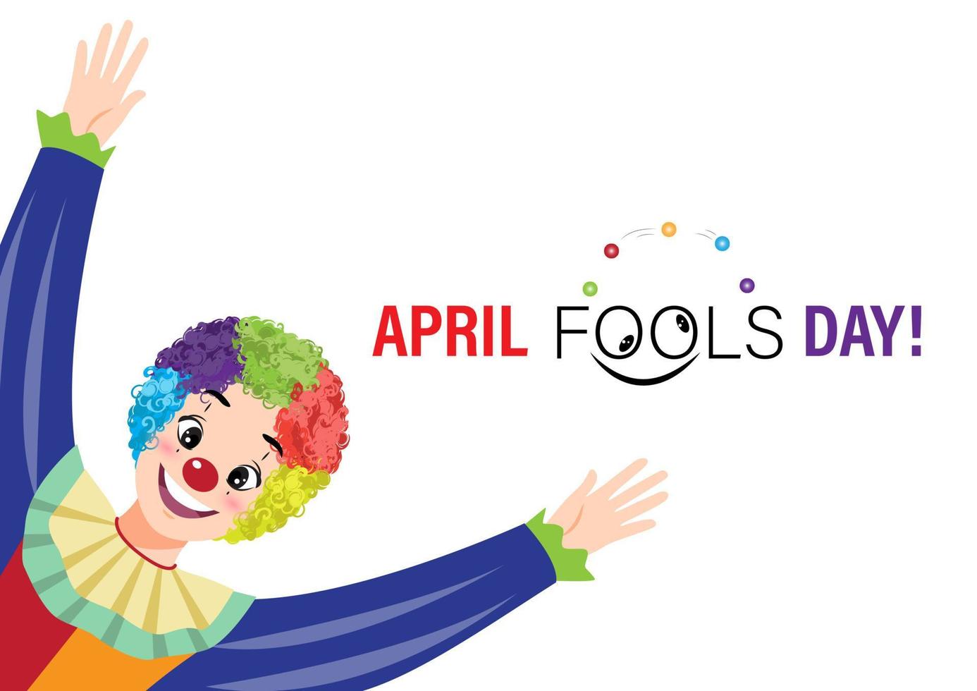 Cartoon character with april fools day performance clown explosive on white background. colorful design. vector illustration