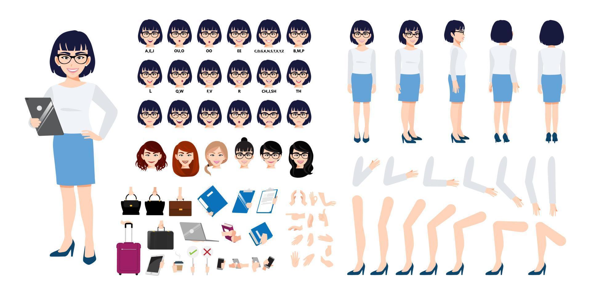 Chinese Businesswoman cartoon character creation set with various views, hairstyles, face emotions, lip sync and poses. Parts of body template for design work and animation. 5273282 Vector Art at Vecteezy Chinese Businesswoman cartoon character creation set with various views, hairstyles, face emotions, lip sync and poses. Parts of body template for design work and animation. 5273282 Vector Art at Vecteezy
