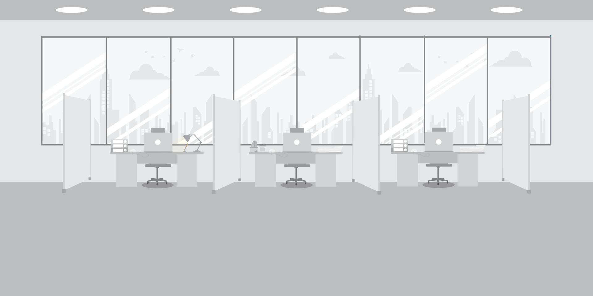 Modern office interior with gray color background. Creative office workspace vector