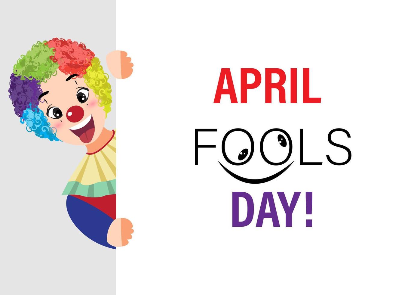 Cartoon character with april fools day performance clown explosive head on white background. colorful desing. vector illustration