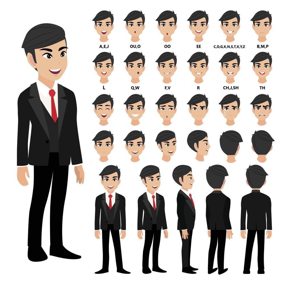 Cartoon character with business man in suit for animation. Front, side, back, 3-4 view character. Separate parts of body. Flat vector illustration. 5273412 Vector Art at Vecteezy Cartoon character with business man in suit for animation. Front, side, back, 3-4 view character. Separate parts of body. Flat vector illustration. 5273412 Vector Art at Vecteezy