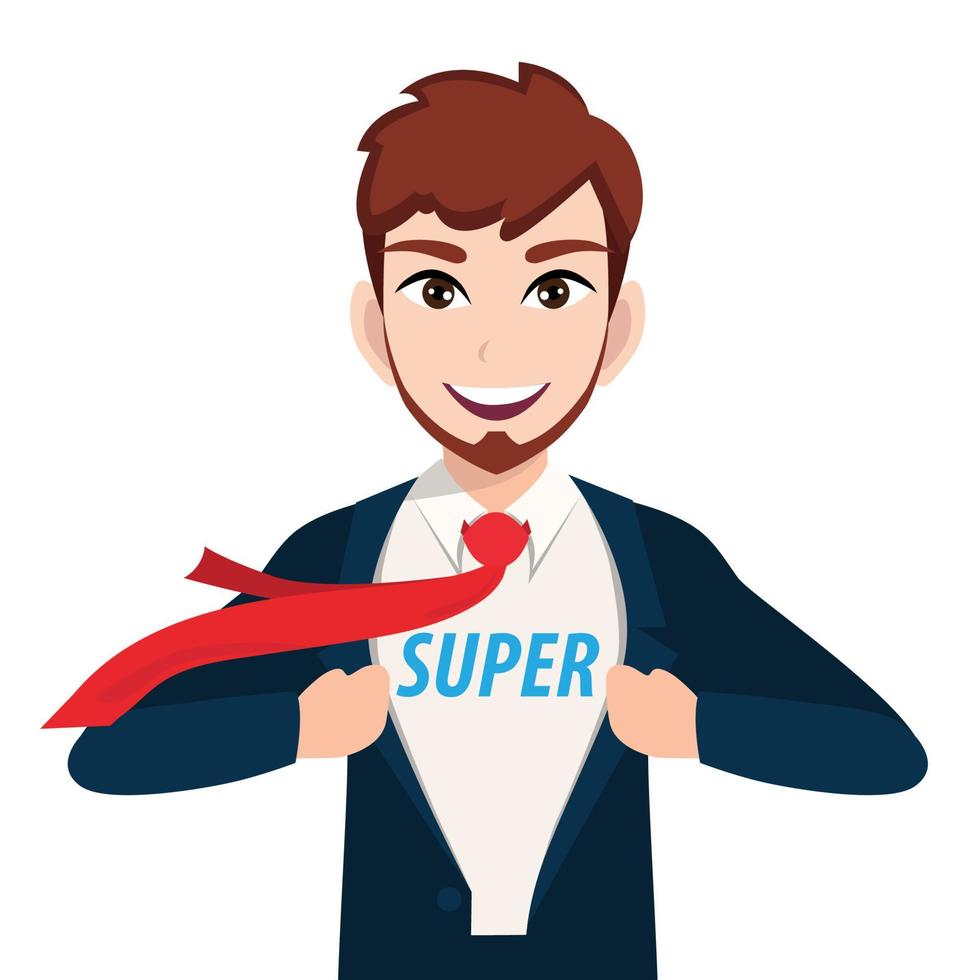 Businessman cartoon character with super manager or superhero Vector illustration