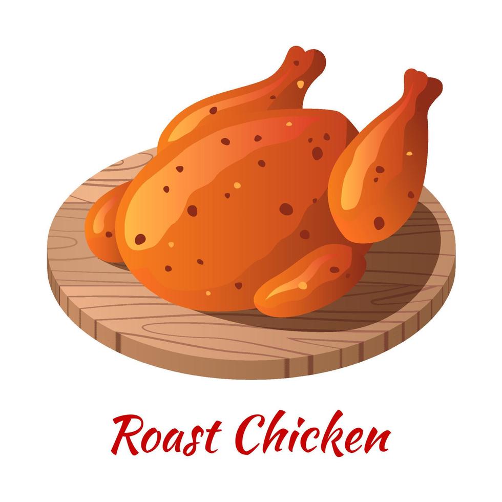 el pollo asado es una comida deliciosa en un icono de diseño degradado de color vector