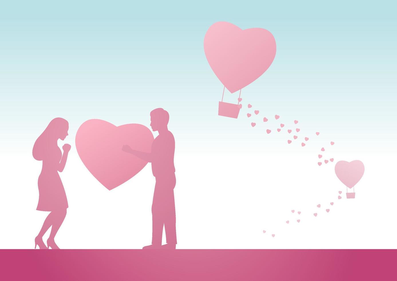 man send big heart to woman meaning he fall in love her vector
