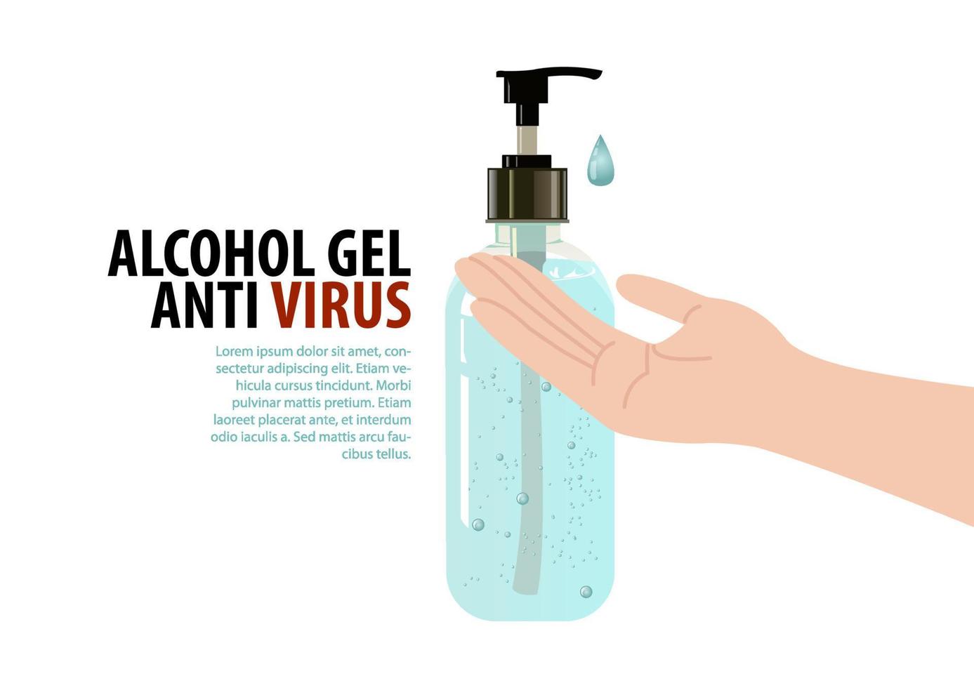 Alcohol gel with realistic design in flat style to protect disease vector