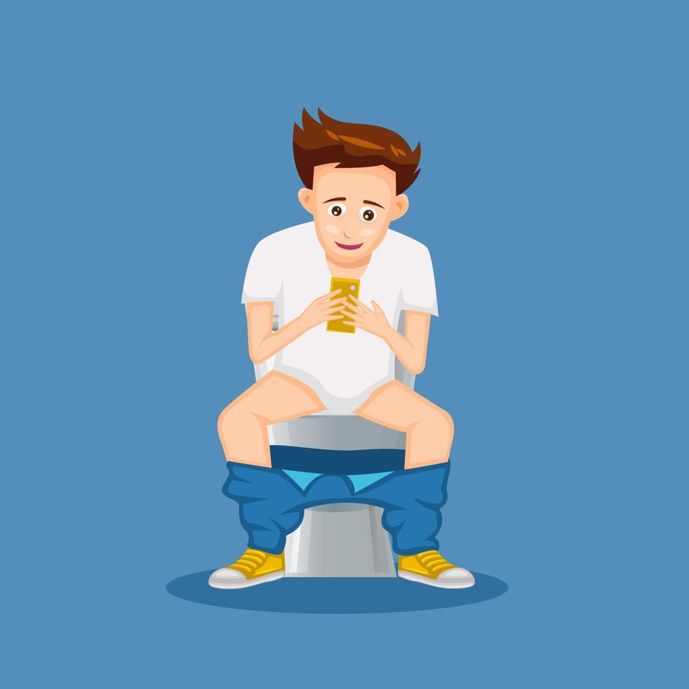 cartoon of people sitting on toilet vector