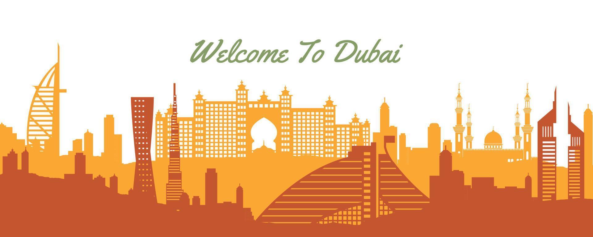 famous landmark of Dubai,travel destination with silhouette classic design vector