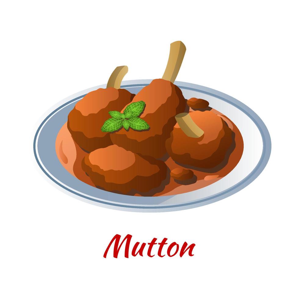 mutton curry is delicious and famous food of Halal in colored gradient design icon vector