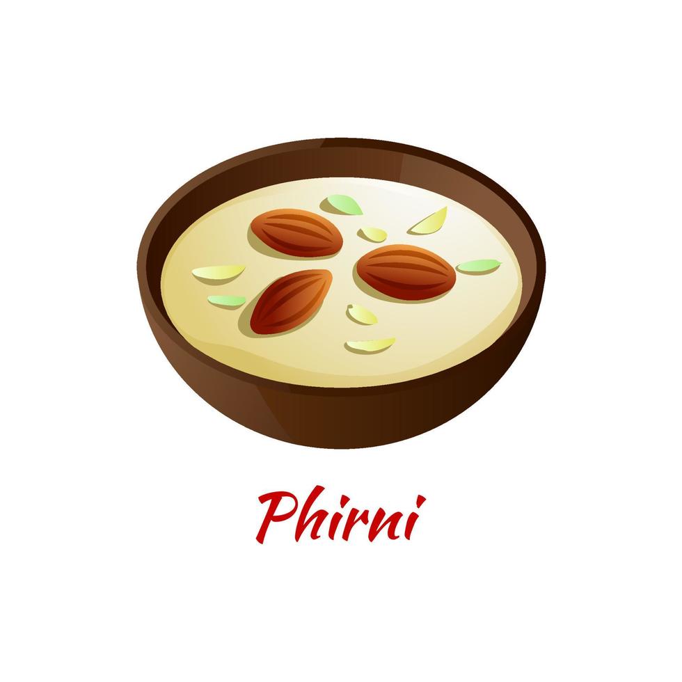 Phirni or Kheer is delicious and famous dessert of Halal in colored gradient design icon vector