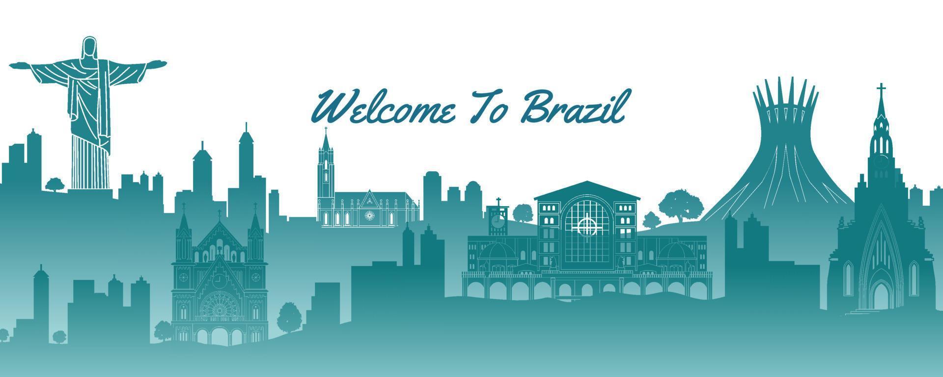 Brazil famous landmark style vector