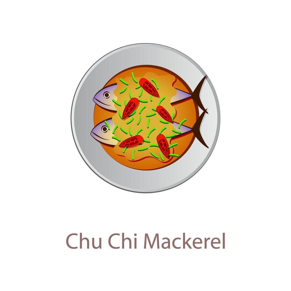 top view of popular food of Thailand,Chu Chi Mackerrel vector